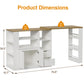 Royalcraft Kitchen Island with Storage, Extendable & Rotatable Kitchen Prep Table with 3 Side Shelves and 2 Drawers,  Kitchen Shelf Bar Table, Wood Buffet Sideboard Cabinet for Dining Room, White