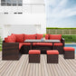 7 PCS Outdoor Dining Table Chair with Ottoman