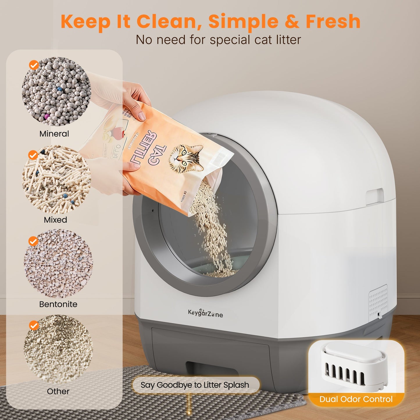 Smart Self-Cleaning Automatic Cat Litter Box with Odor Control, Infrared Sensors, Sleep Mode, and Remote APP Control for Hands-Free Convenience, White