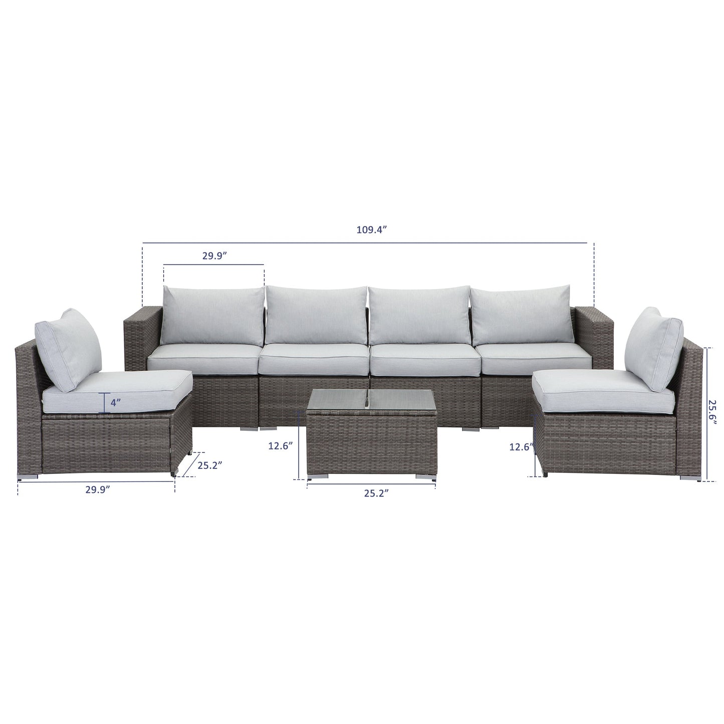 7 Piece Outdoor Sectional Sofa Set