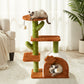 Cactus Cat Tree for Indoor Cats with Cozy Condo Wide Top Perch Multi-Level Jumping and Lounging Space 27.5inch Plush, Brown