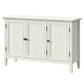 Royalcraft 3-Door Buffet Cabinet with Storage, Bohemian Sideboard with Adjustable Shelves, Wood Credenza Cabinet, Console Table for Bedroom, Living Room, Dining Room, Hallway, Grayish-White