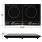 Sunvivi Portable Dual Induction Cooktop, Commercial-Grade Electric Countertop Burner with Timer, Induction Hot Plate with LED Screen, 8 Power(100W-1000W/800W) & 8 Temp Setting(176°F-518°F), Black