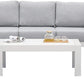 Superjoe Outdoor 2 Seats Patio Aluminum Loveseat Furniture, All-Weather Sofa Couch White Metal Chair with Cushions, Light Grey
