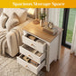 May in Color Tall 3 Drawer Nightstand, Modern Bedside Table with Solid Wood Knobs, Wood Side Table for Bedroom, Living Room, White