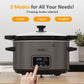 Heynemo 4QT Slow Cooker, Programmable Pot with Locking Lid, Removable Ceramic Pot, 3 Heating Settings & Time Control,Dishwasher-safe Lid & Pot, Grey