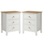 May in Color Tall 3 Drawer Nightstand Set of 2, Modern Bedside Table with Solid Wood Knobs, Wood Side Table for Bedroom, Living Room, White