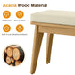 RoyalCraft Acacia Patio Bench Set of 2, Upholstered Bench with Thick Cushion, Modern Wood Outdoor Dining Bench for Porch, Backyard, Garden, Indoor, Beige