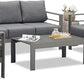 Superjoe 5 Pcs Outdoor Aluminum Furniture Set 7 Seats Patio Sectional Chat Sofa Set Metal Conversation Sofa with 5 Inch Cushion and Coffee Table for Balcony, Garden, Dark Grey