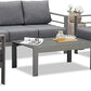 Superjoe 5 Pcs Outdoor Aluminum Furniture Set 7 Seats Patio Sectional Chat Sofa Set Metal Conversation Sofa with 5 Inch Cushion and Coffee Table for Balcony, Garden, Dark Grey