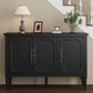 Heynemo 3-Door Storage Cabinet, Sideboard Cabinet with Adjustable Shelves, Ideal for Entryway, Living Room, Dining Room, Black
