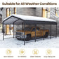 Heynemo 12x20 FT Heavy Duty Metal Carport with Updated Roof & Enhanced Base, Multi-Use Carport Garage for Car, Truck, Boat, Tractors, Party, Grey