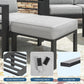 Heynemo Patio Furniture Footstools Metal Ottomans Set of 2, Metal Outdoor Ottomans with Upgraded Cushions, All-weather Outdoor Footrest Seat for Balcony, Garden, Deck, Backyard, Black