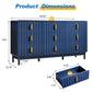 Heynemo Fluted Chest of 9 Drawers, Blue Modern 9 Drawer Dresser with Gold Metal Handles, Wide Storage Dresser Cabinet for Bedroom Living Room