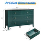 May in Color Fluted 6 Drawer Dresser, Wide Modern Chest of Drawers, Large Wood Storage Cabinet Organizer for Bedroom, Living Room, Hallway, Entryway, Green