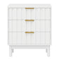 May in Color Fluted 3 Drawer Dresser Set of 2, Wood Closet Organizer for Bedroom, Living Room, Entryway, White