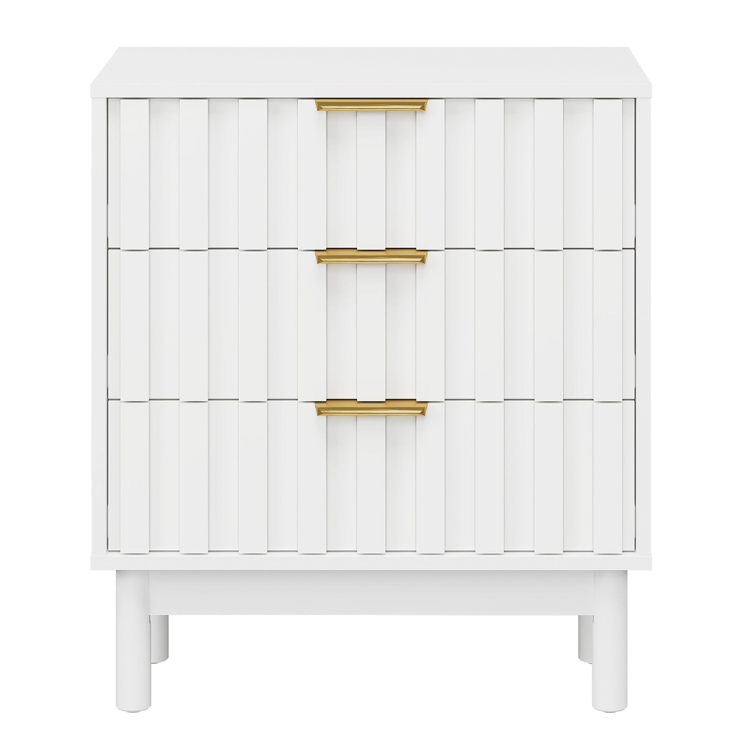 May in Color Fluted 3 Drawer Dresser Set of 2, Wood Closet Organizer for Bedroom, Living Room, Entryway, White