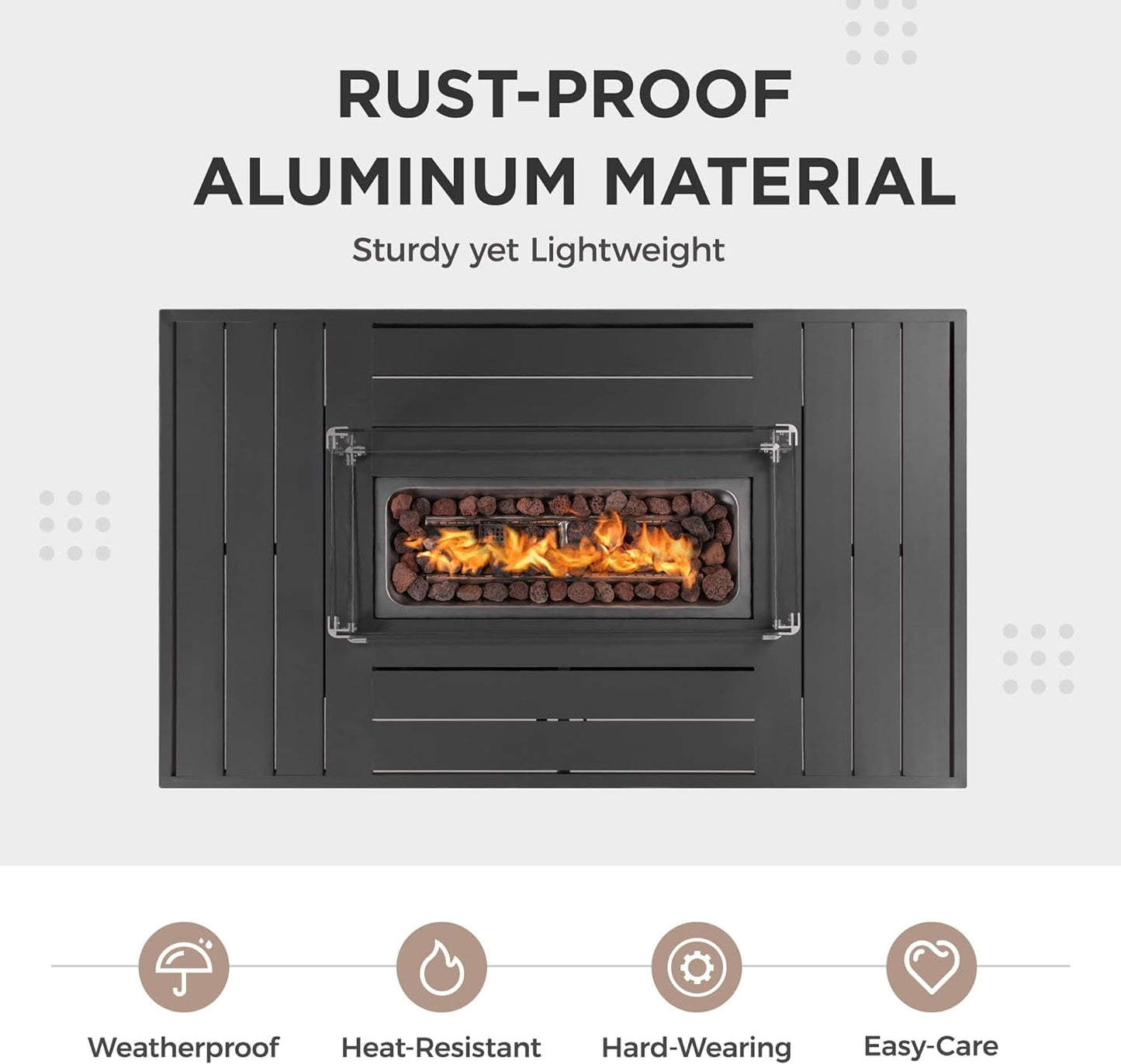 Superjoe Fire Pit Table, 54.3 inch., 50000 BTU Propane Gas Outdoor Fire Table Lava Rock