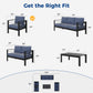 Superjoe 5 Pcs Outdoor Aluminum Furniture Set 7 Seats Patio Sectional Sofa Conversation Set Chat Counch Chair with Table Black Frame Blue Cushion patio conversation sets