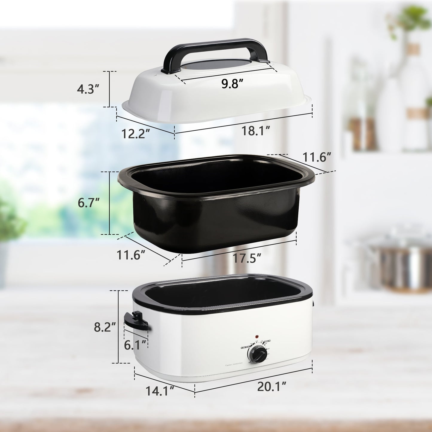 Superjoe 24 Quart Roaster Oven, Stainless Steel White