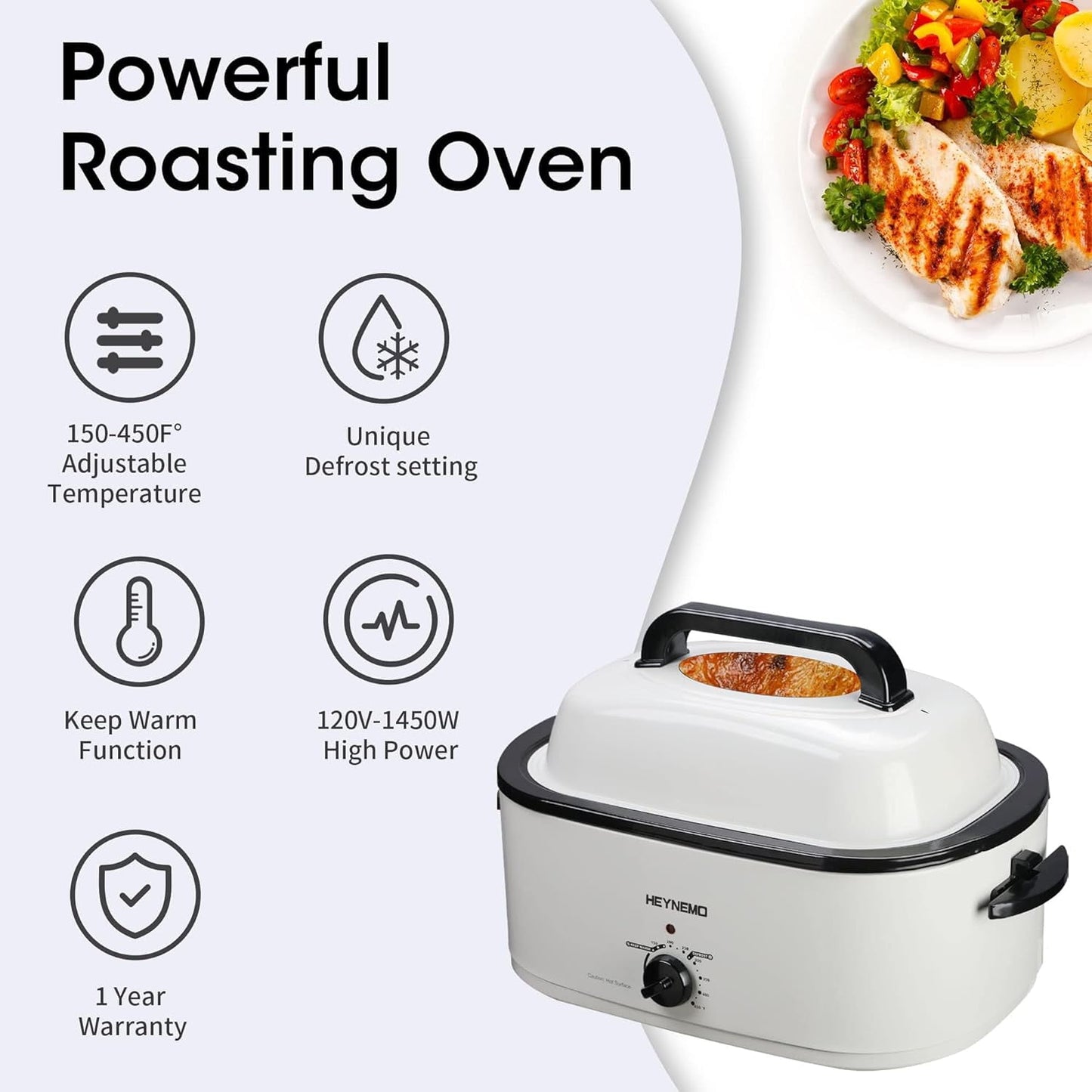 Superjoe Electric Roaster Oven 1450W 26 qt Electric Rotisserie and Roaster