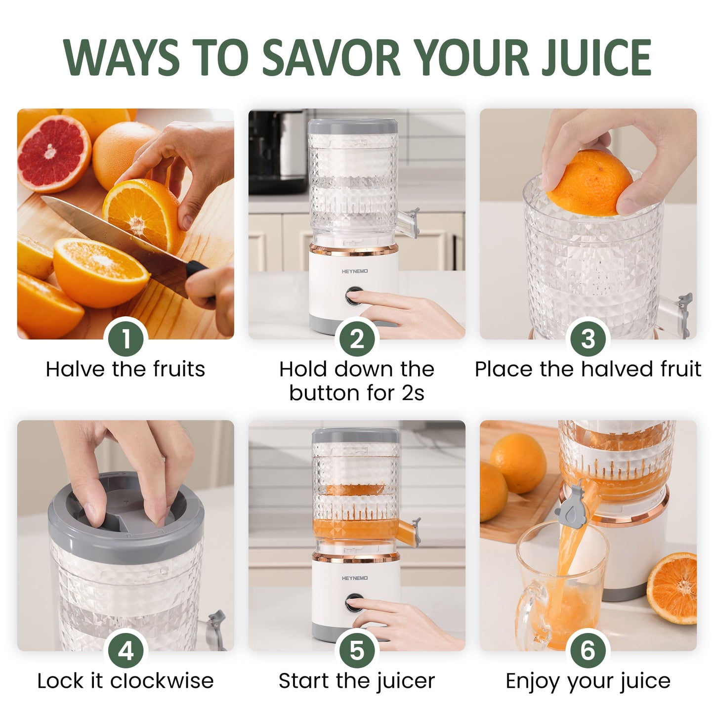 Superjoe Electric Citrus Juicer, Rechargeable Juicer Machine with USB Cable & Cleaning Brush, Easy to Clean Portable Juicer Squeezer for Fresh Orange, Lemon, Lime, Kiwi, Grapefruit