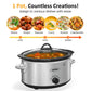 SUNVIVI Small Slow Cooker 4QT, Mini Food Warmer with 3 Heating Settings, Removable Ceramic Pot, Dishwasher Safe Glass Lid, Stainless Steel