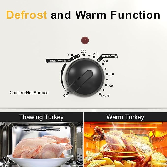 Superjoe 20 Quart Electric Roaster Oven with Self-Basting Lid, Turkey Roaster Oven Buffet with Removable Pan, Cool-Touch Handles, White