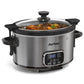 Heynemo Programmable 4 Quart Slow Cooker with Timer, Stainless Steel Pot with Locking Lid, 3 Temperature Modes & Ceramic Bowl, Silver