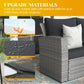 Superjoe 4 Pcs Outdoor Patio Furniture Sets, Wicker Rattan Conversation Set, Gray Rattan Black Cushion