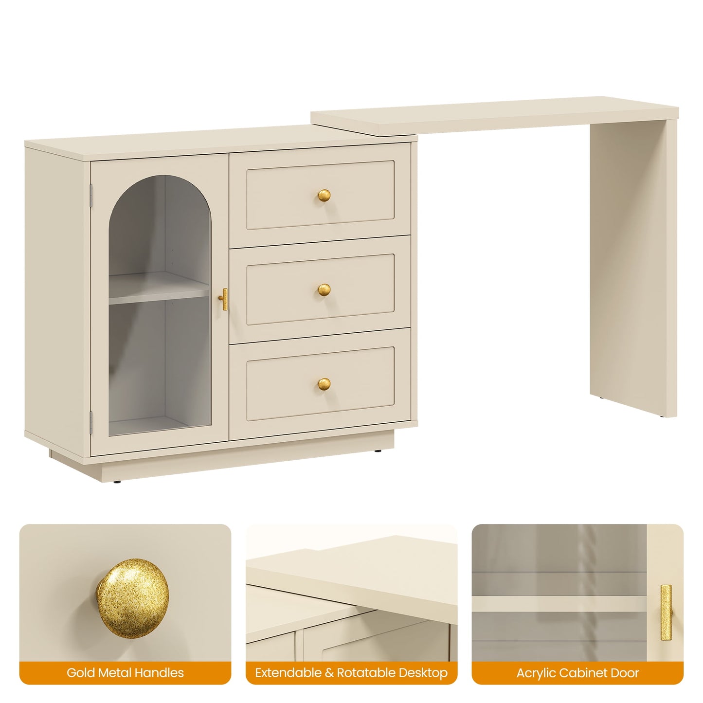 May in Color Modern Dressing Table and Chest of Drawers Combo, 3 Drawers & 1 Door, Perfect for Bedroom, Dressing Room