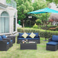 Royalcraft 9 Pieces Patio Furniture Set, All Weather PE Wicker Rattan Outdoor Sectional Sofa with Coffee Table and Navy Blue Cushion, Outdoor Furniture for Lawn Backyard Poolside Porch