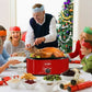 24 Quart Electric Roaster Oven, Stainless Steel Buffet Turkey Roaster Oven with Self-Basting Lid Removable Pan, Red