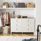 RoyalCraft White Fluted 6 Drawer Dresser for Bedroom, Modern Chest of Drawers, Wood Dresser for Storage Clothes, Wooden Storage Cabinet for Bedroom, Hallway, Living Room, Entryway