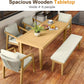 RoyalCraft Acacia 3 Pieces Patio Dining Set with Dining Table and Bench, All-Weather Wood Bench with Cushions, Modern Outdoor Dining Furniture Set for Lawn, Backyard, Garden, Deck, Beige