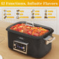 Heynemo 8QT 12-in-1 Programmable Slow Cooker, Multi-Cooker with Timer, Temperature Control, Removable Non-Stick Pot & Dishwasher-Safe Glass Lid, Black