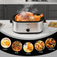 Sunvivi 26 Quart Electric Turkey Roaster Oven with Visible Glass Lid,Removable Pan & Rack, Stainless Steel, Silver
