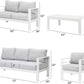 Superjoe 5 Pcs Outdoor Aluminum Furniture Set 7 Seats Patio Sectional Sofa Conversation Set Metal Sofa with 5 Inch Cushion and Coffee Table for Balcony, Garden, White