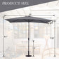 Heynemo 10x 6.5ft Rectangular Patio Umbrella, Outdoor Table Market Umbrella with Crank, 6 Steel Ribs, Polyester Canopy, Aluminum Pole,Red
