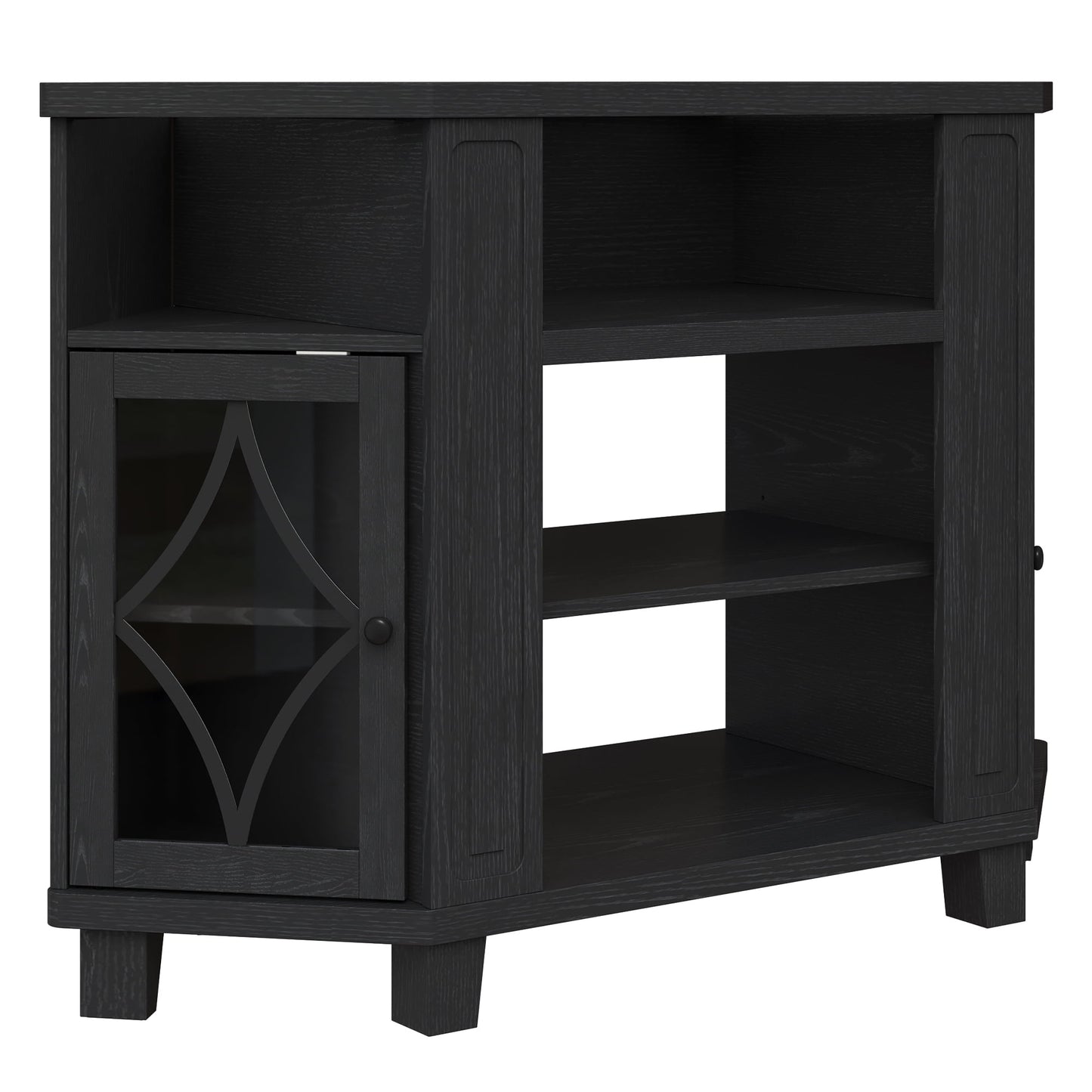 Heynemo Corner TV Stand with Adjustable Shelves and Acrylic Doors, TV Cabinet for Living Room, Bedroom