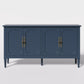 Superjoe Console Cabinet, 58'' Mid Century Modern Pantry Cabinet, Wood Buffet Cabinet, Media Cabinet with 4 Doors, Accent Cabinet for Entryway, Living Room, Bedroom, Dining Room (Blue)