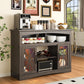 May in Color 47'' Farmhouse TV Stand with Adjustable Shelves, Glass Doors & LED Lights