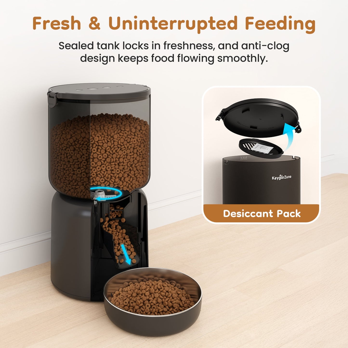 Heynemo 4L Smart Automatic Cat Feeder with HD Camera, WiFi App Control, Auto Pet Feeder for Cats and Small Dogs, Black