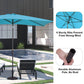 Heynemo Rectangular Patio Umbrella 10' x 6.5' with Hand Crank, Outdoor Market Umbrella with Waterproof Cover for Garden, backyard and Deck, Light Blue