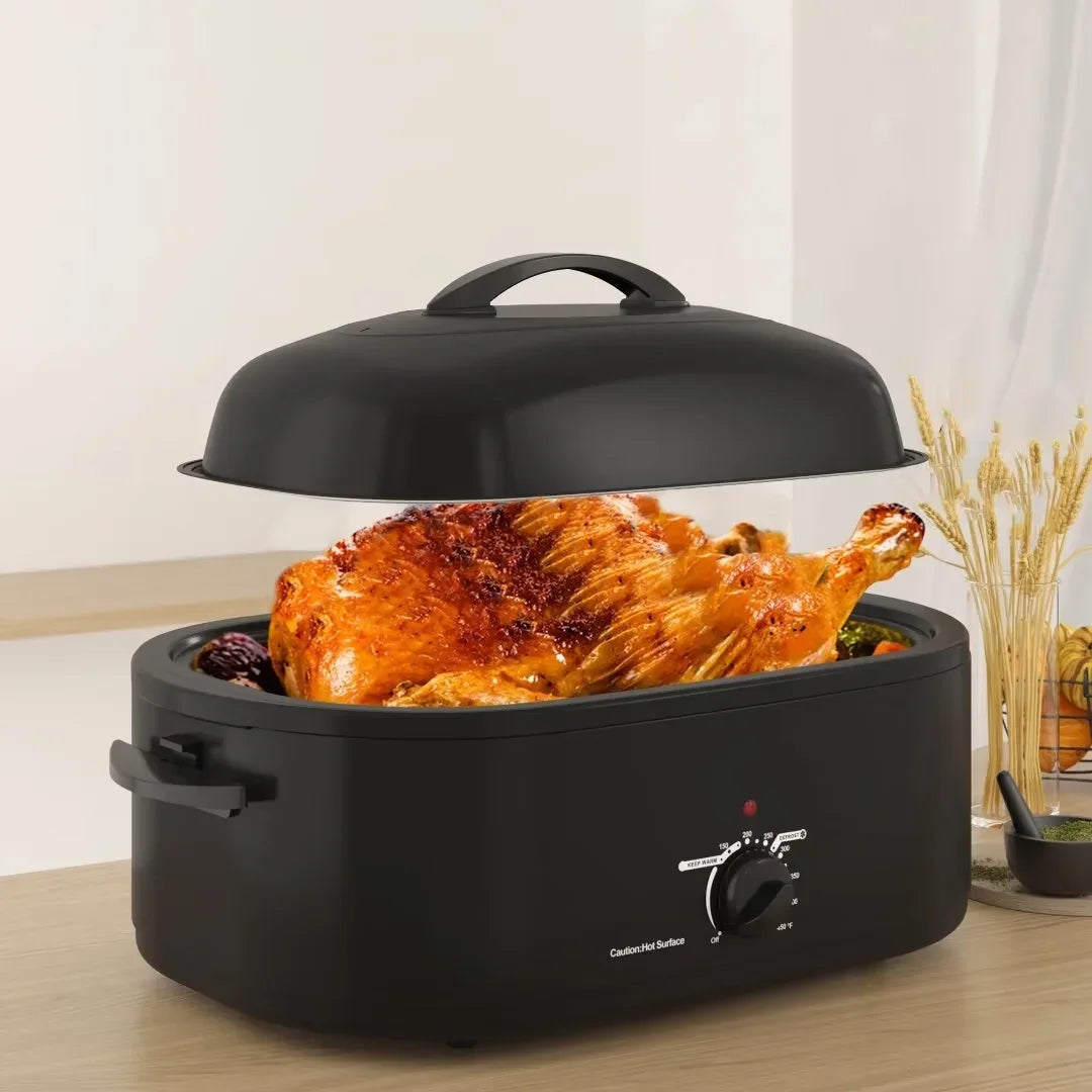 Superjoe 20 QT Electric Roaster Oven, Stainless Steel Roaster Pan for Turkey, Black