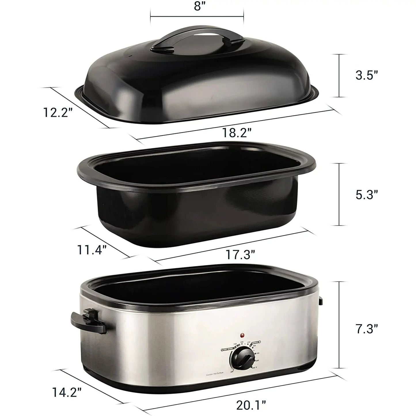 Superjoe 18 Quart Roaster Oven with Self-Basting Lid Removable Pan, Stainless Steel Silver-1