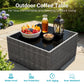 CozyHome 5-Piece Patio Rattan Furniture Set, Wicker Outdoor Sectional Sofas with Ottoman and Coffee Table, Grey