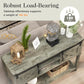 May in Color Entryway Table with Storage Cabinets, 46" Modern Farmhouse Console Table with Sliding Barn Door, for Hallway, Living Room, Foyer, Light Grey
