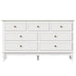 Heynemo Sideboard Buffet Cabinet with Storage, Modern Buffet 7 Drawers with Distinctive Wooden Legs & White Painted Finish, Accent Chest of Drawers TV Stand for Living Room, Hallway