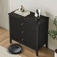 May in Color Modern 3-Drawer Fluted Dresser with Spacious Storage for Bedroom, Hallway, Living Room, Entryway, Black